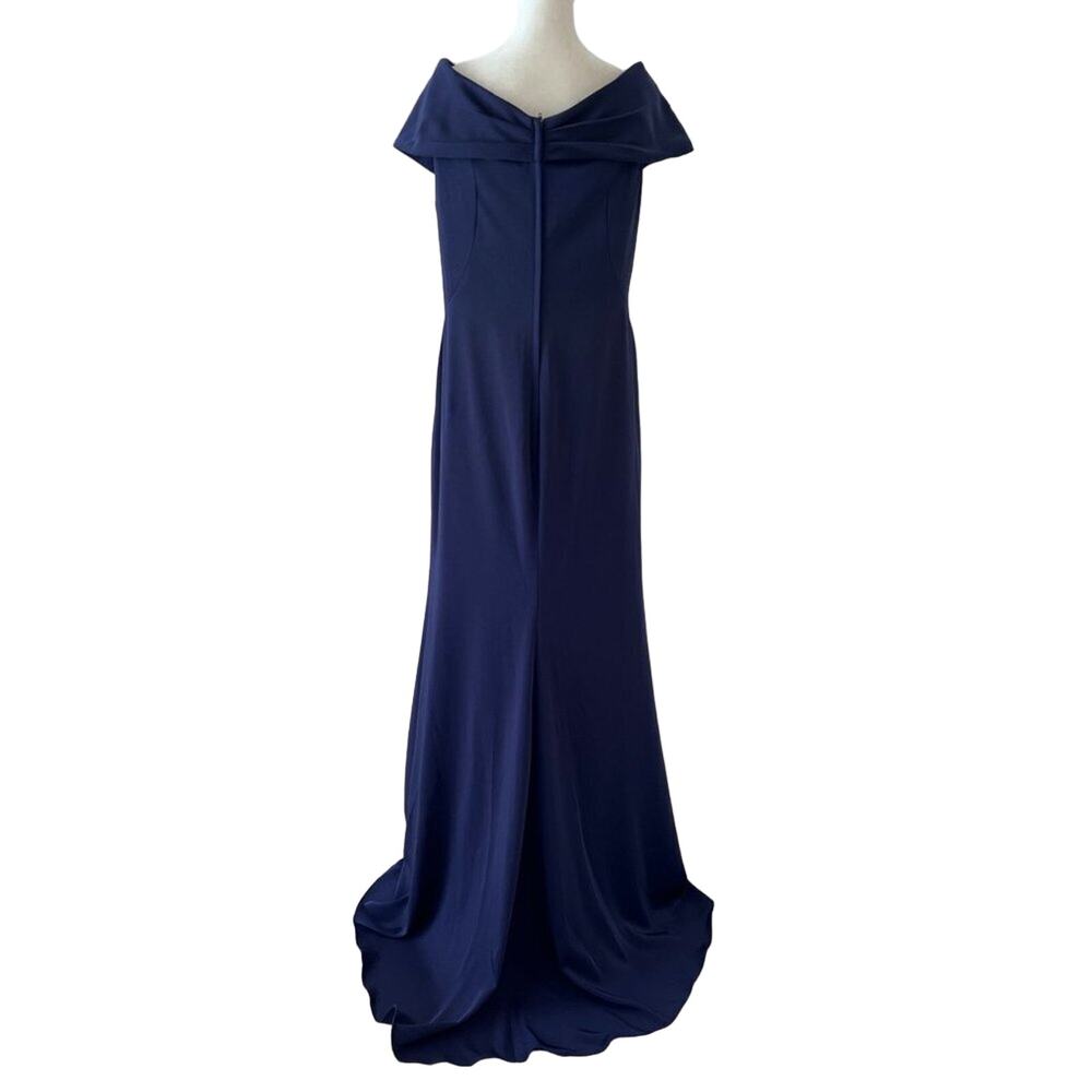 La Femme Navy Off Shoulder Gown 10 Elegant Formal Evening Wedding Guest Dress - Picture 11 of 13